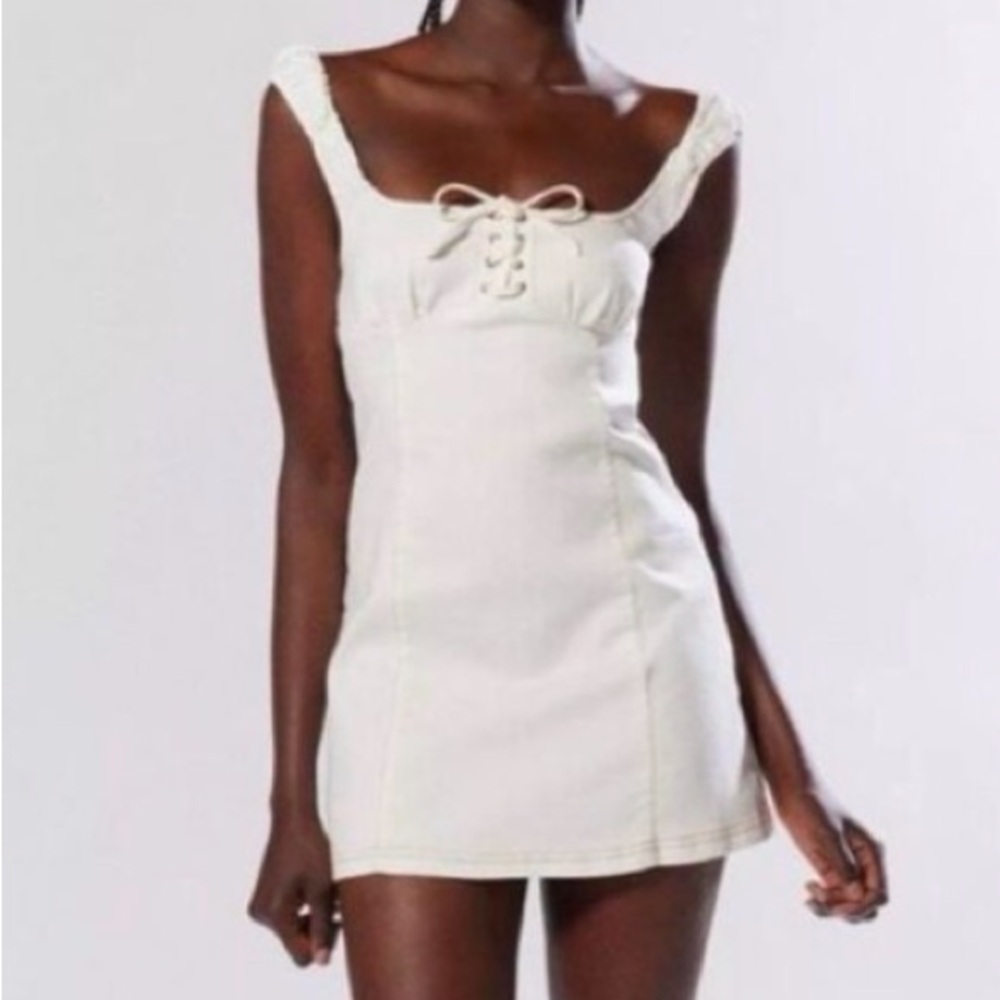 URBAN Outfitters Nadya Ivory Twill Corset Dress Small